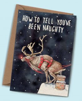 Naughty Christmas Reindeer – Greeting Card